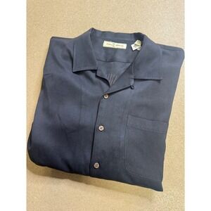 Tommy Bahama Mens XL Black Silk Republic of Relaxation Embroidered Camp Shirt